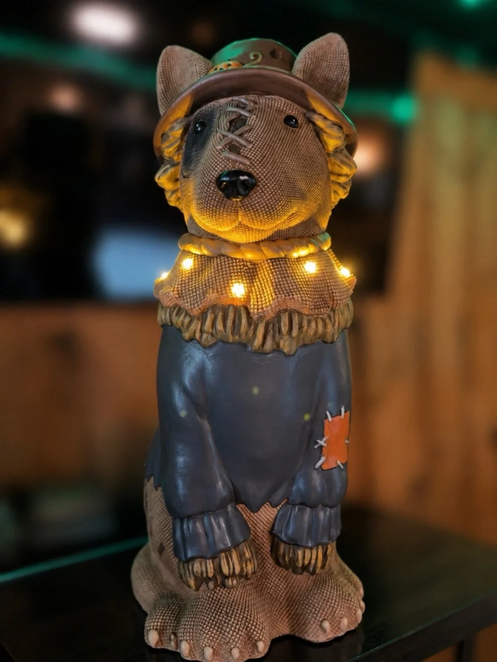 2026 Home Depot Accents 2.5 Ft Scarecrow Bullterrier Halloween Dog Blow Mold LED